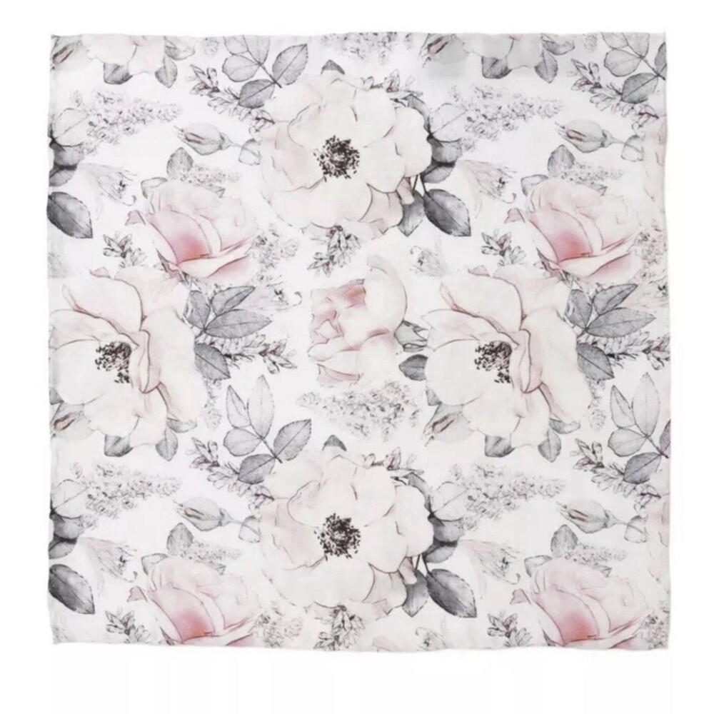 Ox & Bull Pink And Gray Floral Watercolor 100% Silk Pocket Square New - Picture 7 of 8